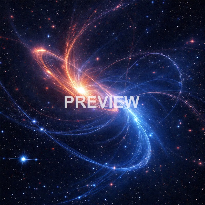 A vibrant image of a galaxy or nebula with bright, colorful streaks of light and numerous stars scattered across the dark space background.